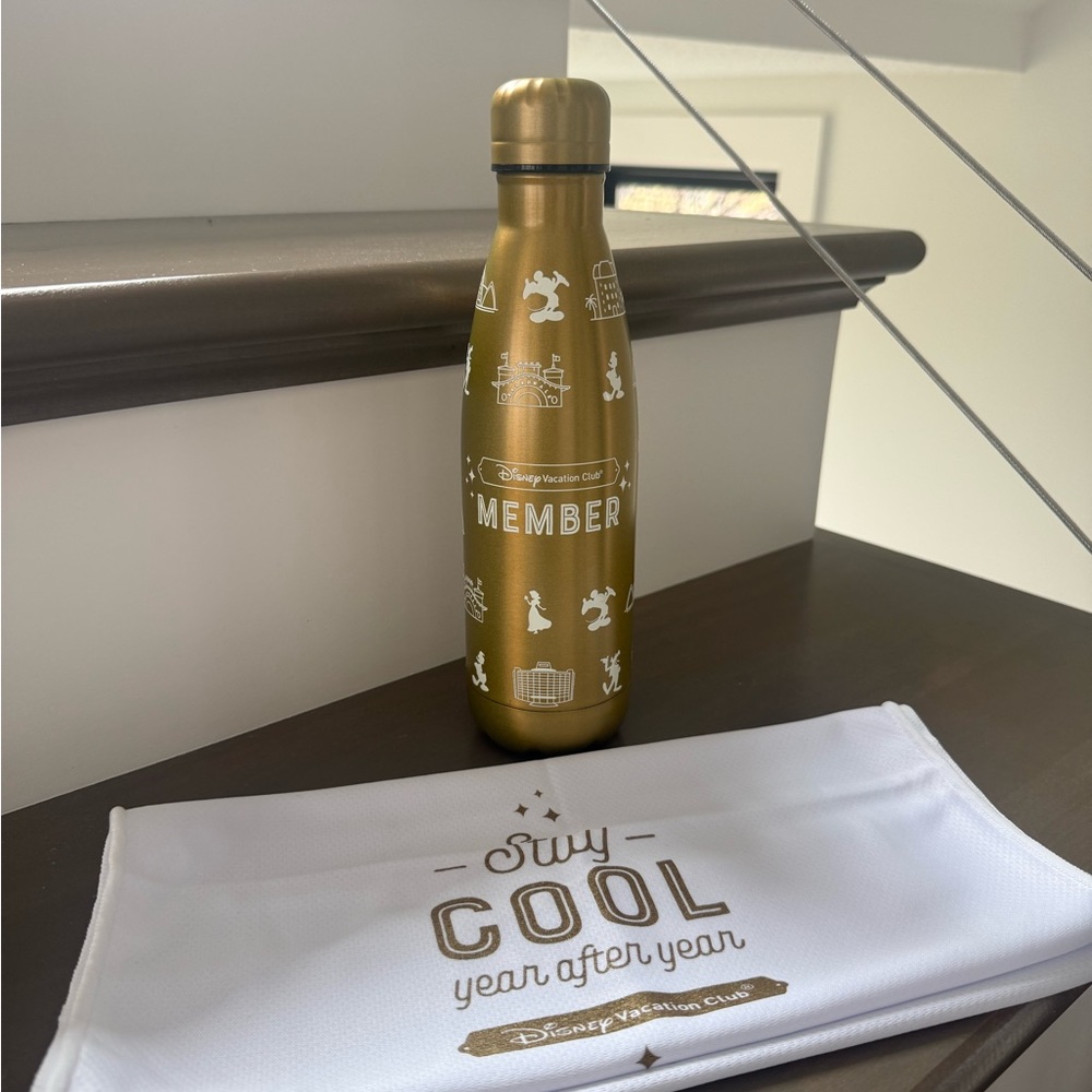 Disney DVC Gold Water Bottle and Cooling Towel